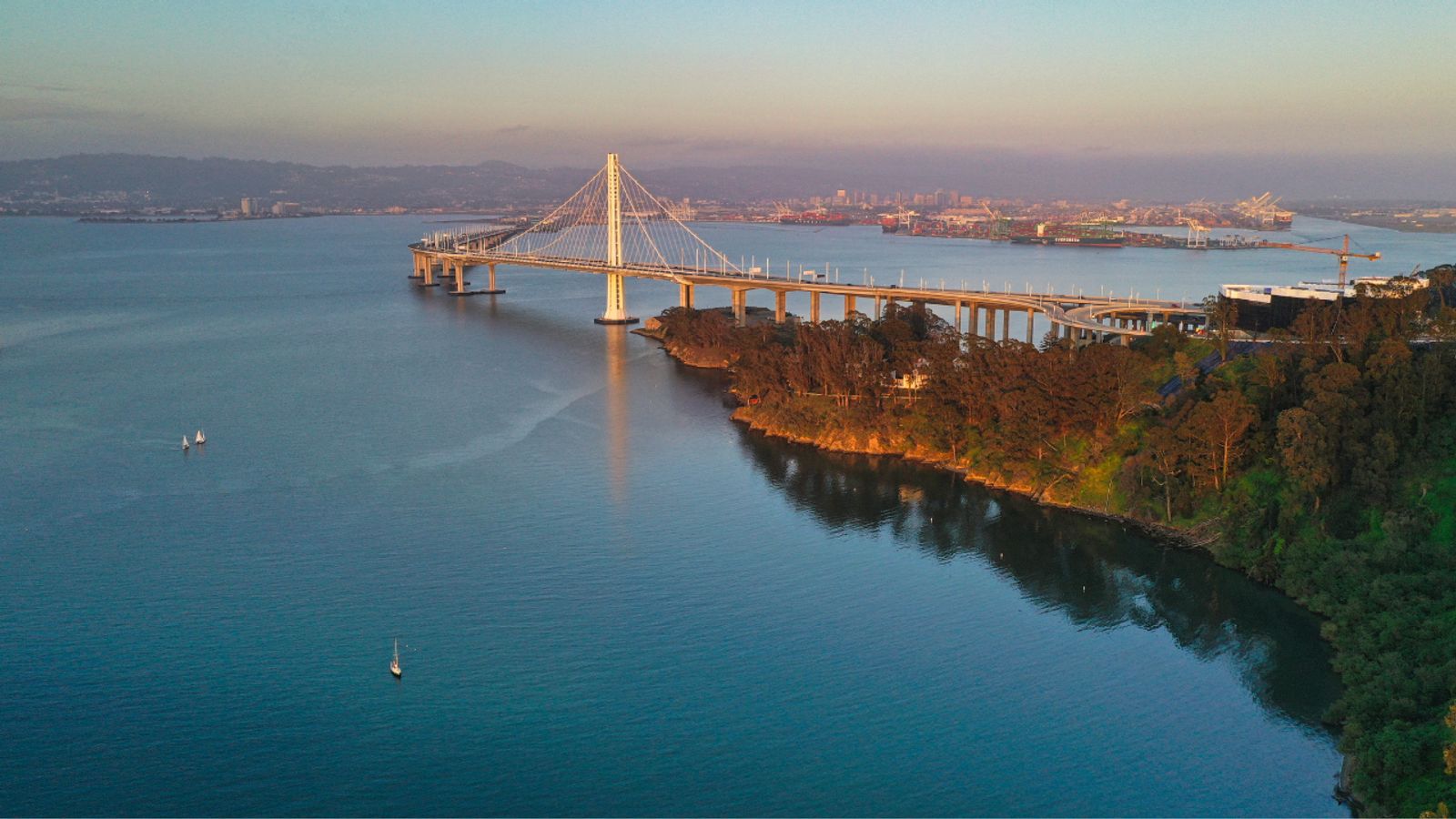 The East Bay shoreline and hills seen from Treasure Island